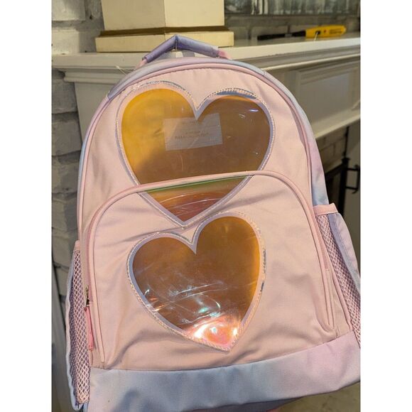 New Pottery Barn Mackenzie Iridescent Pink Purple HEARTS Backpack NO Monogram - Picture 2 of 7